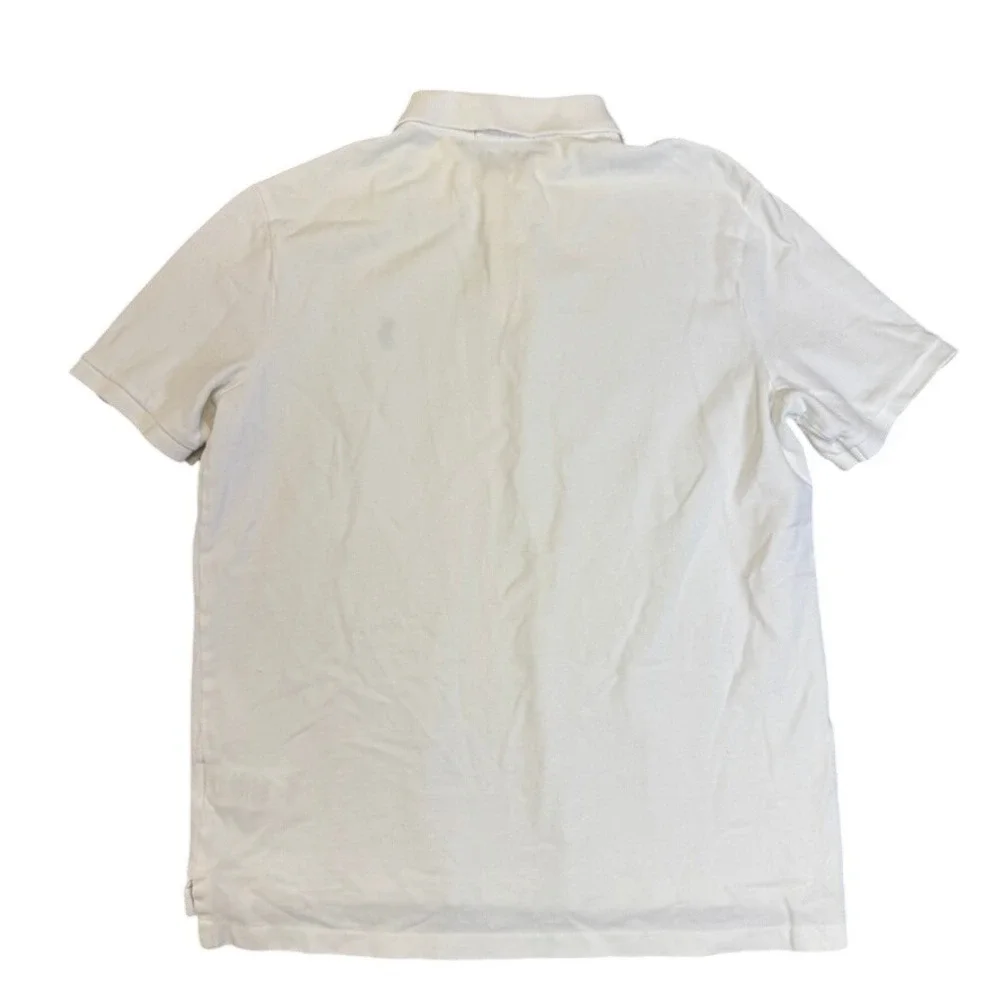 Polo Ralph Lauren Mens Classic Fit White Pique Polo Shirt Navy Pony Logo Size M